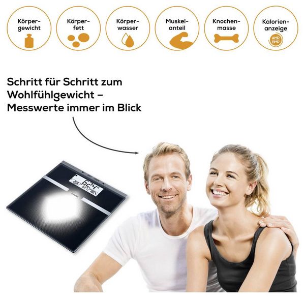 Produktbild: Beurer BG 21 K&ouml;rperanalysewaage 76430 digital W&auml;gebereich (max.)=180kg Silber