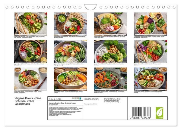 Produktbild: Vegane Bowls - Eine Sch&uuml;ssel voller Geschmack (Wandkalender 2026 DIN A4 quer), CALVENDO Monatskalender