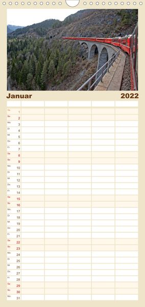 Produktbild: Schweizer Eisenbahn - Familienplaner hoch (Wandkalender 2022 , 21 cm x 45 cm, hoch)