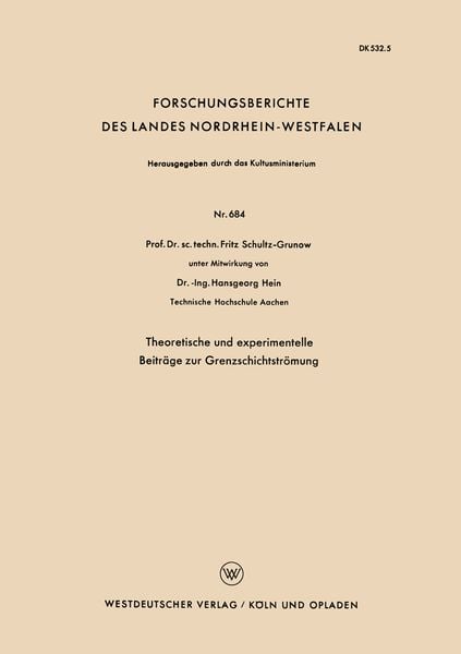 Produktbild: Theoretische und experimentelle Beitr&auml;ge zur Grenzschichtstr&ouml;mung