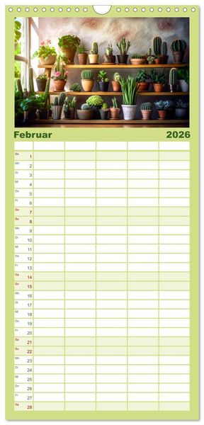 Produktbild: Familienplaner 2026 - Kaktuszauberland mit 5 Spalten (Wandkalender, 21 x 45 cm) CALVENDO