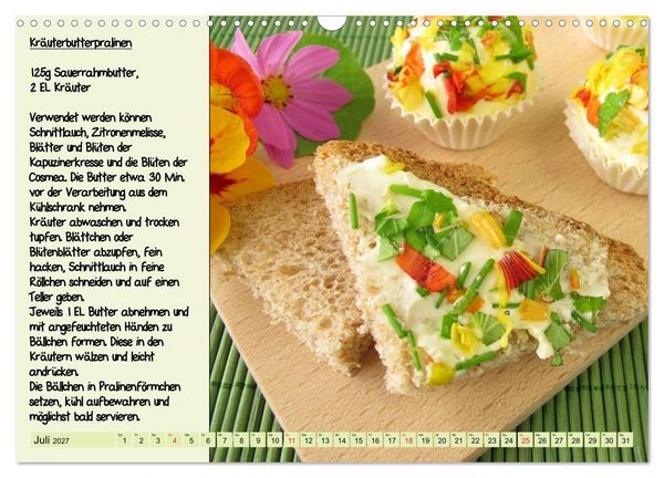 Produktbild: Leckere Aufstriche - Ein Kalender mit Rezepten (Wandkalender 2027 DIN A3 quer), CALVENDO Monatskalender