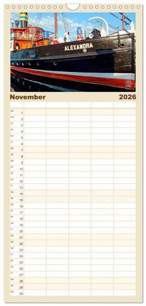 Produktbild: Familienplaner 2026 - Bezauberndes Flensburg mit 5 Spalten (Wandkalender, 21 x 45 cm) CALVENDO