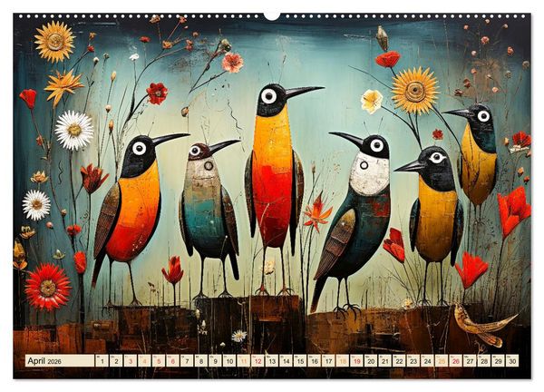 Produktbild: V&ouml;gel - ein sch&ouml;ner Tag (hochwertiger Premium Wandkalender 2026 DIN A2 quer), Kunstdruck in Hochglanz