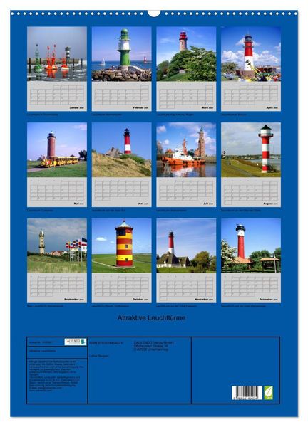 Produktbild: Attraktive Leuchtt&uuml;rme (Wandkalender 2026 DIN A2 hoch), CALVENDO Monatskalender