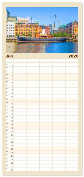 Produktbild: Familienplaner 2026 - Malm&ouml; in Schweden mit 5 Spalten (Wandkalender, 21 x 45 cm) CALVENDO