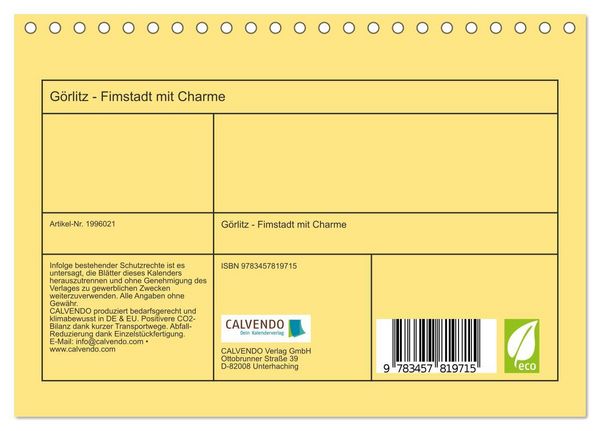 Produktbild: G&ouml;rlitz - Fimstadt mit Charme (Tischkalender 2026 DIN A5 quer), CALVENDO Monatskalender