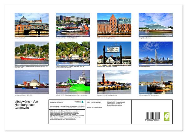 Produktbild: elbabw&auml;rts - Von Hamburg nach Cuxhaven (hochwertiger Premium Wandkalender 2026 DIN A2 quer), Kunstdruck in Hochglanz