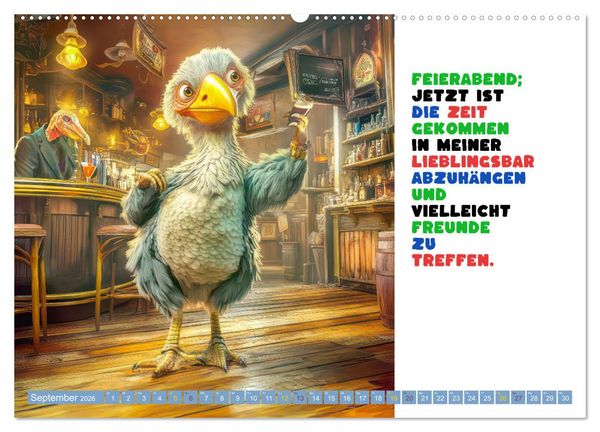 Produktbild: Vogelspr&uuml;che - Humor (hochwertiger Premium Wandkalender 2026 DIN A2 quer), Kunstdruck in Hochglanz
