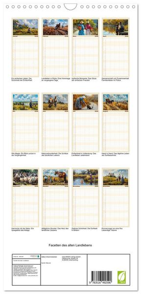 Produktbild: Familienplaner 2026 - Facetten des alten Landlebens mit 5 Spalten (Wandkalender, 21 x 45 cm) CALVENDO