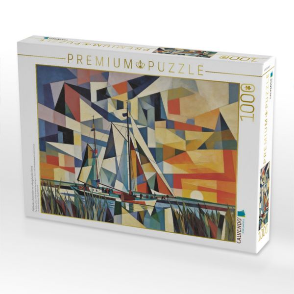 Produktbild: CALVENDO Puzzle Plattboden-Zweimaster vor untergehender Sonne | 1000 Teile Lege-Gr&ouml;&szlig;e 64x48cm Foto-Puzzle f&uuml;r gl&uuml;ckliche Stunden