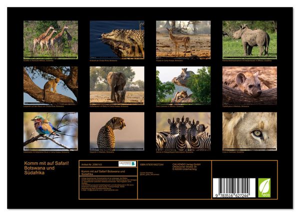 Produktbild: Komm mit auf Safari! Botswana und S&uuml;dafrika (Wandkalender 2026 DIN A4 quer), CALVENDO Monatskalender