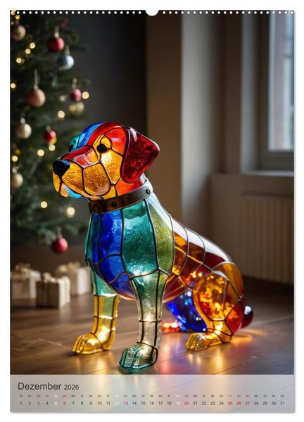 Produktbild: Tiere aus Glas - Hunde (hochwertiger Premium Wandkalender 2026 DIN A2 hoch), Kunstdruck in Hochglanz