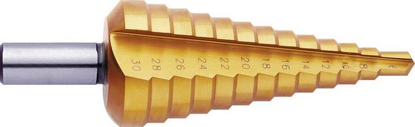 Produktbild: Exact 5347 HSS Stufenbohrer Gesamtl&auml;nge 67mm TiN 3-Fl&auml;chenschaft 1St.