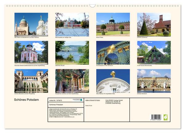 Produktbild: Sch&ouml;nes Potsdam (Wandkalender 2026 DIN A2 quer), CALVENDO Monatskalender