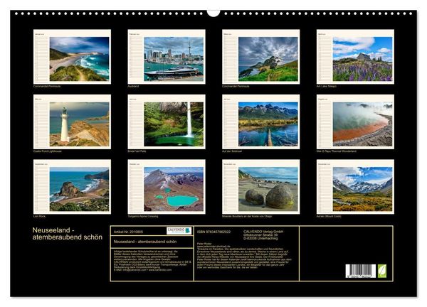 Produktbild: Neuseeland - atemberaubend sch&ouml;n (Wandkalender 2026 DIN A2 quer), CALVENDO Monatskalender