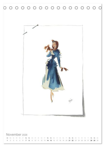Produktbild: FIGURINEN 2026 - Modedesign von 1949 - Zeichnungen von Elina Ruffinengo (Tischkalender 2026 DIN A5 hoch), CALVENDO Monatskalender