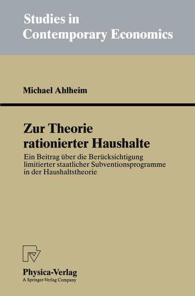 Produktbild: Zur Theorie rationierter Haushalte