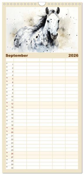 Produktbild: Familienplaner 2026 - Kraftpakete in Aquarell mit 5 Spalten (Wandkalender, 21 x 45 cm) CALVENDO