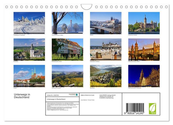 Produktbild: Unterwegs in Deutschland (Wandkalender 2026 DIN A4 quer), CALVENDO Monatskalender
