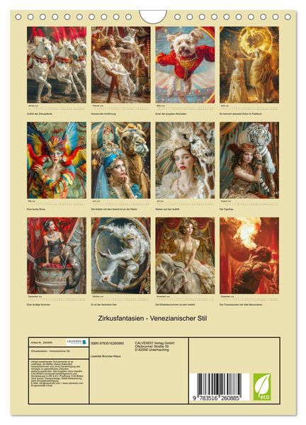Produktbild: Zirkusfantasien - Venezianischer Stil (Wandkalender 2026 DIN A4 hoch), CALVENDO Monatskalender