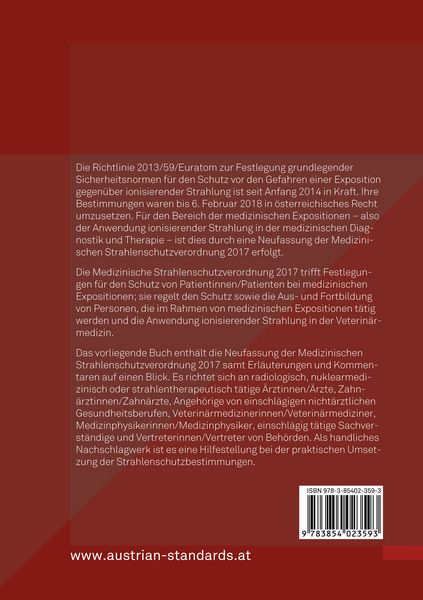 Produktbild: Medizinische Strahlenschutzverordnung 2017