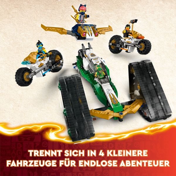 Produktbild: LEGO NINJAGO Kombi-Raupe des Ninja-Teams, 4-in-1-Set mit Rennauto 71820