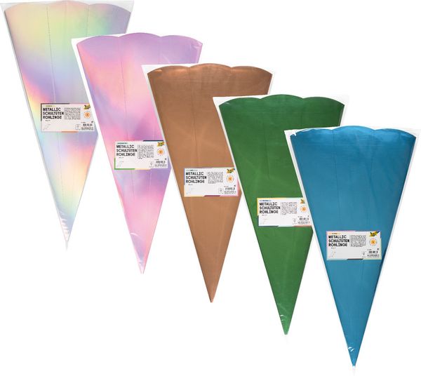 Produktbild: FOLIA&reg; Schult&uuml;ten-Rohlinge, farbig sortiert 5 St&uuml;ck metallic
