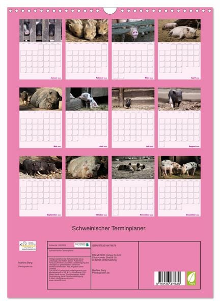 Produktbild: Schweinischer Terminplaner (Wandkalender 2026 DIN A3 hoch), CALVENDO Monatskalender