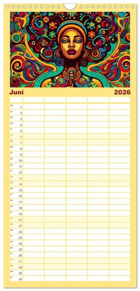 Produktbild: Familienplaner 2026 - Psychodelic Art mit 5 Spalten (Wandkalender, 21 x 45 cm) CALVENDO