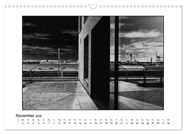 Produktbild: Hamburg in schwarz-wei&szlig; (Wandkalender 2026 DIN A3 quer), CALVENDO Monatskalender