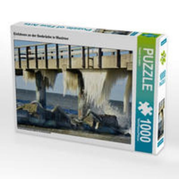 CALVENDO Puzzle Eisfahnen an der Seebrücke in Wustrow | 1000 Teile Lege-Größe 64x48cm Foto-Puzzle für glückliche Stunden