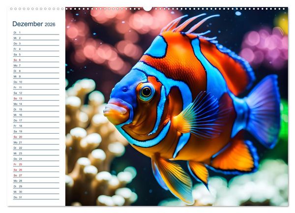 Produktbild: Aquarienzauber - Bunte KI Unterwasserwelten (Wandkalender 2026 DIN A2 quer), CALVENDO Monatskalender