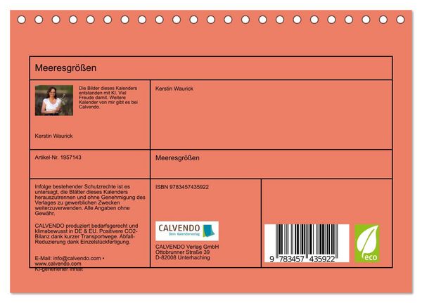 Produktbild: Meeresgr&ouml;&szlig;en (Tischkalender 2026 DIN A5 quer), CALVENDO Monatskalender