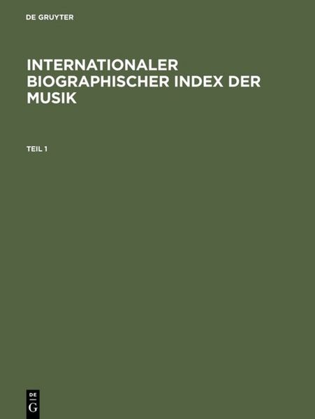Produktbild: Internationaler Biographischer Index der Musik