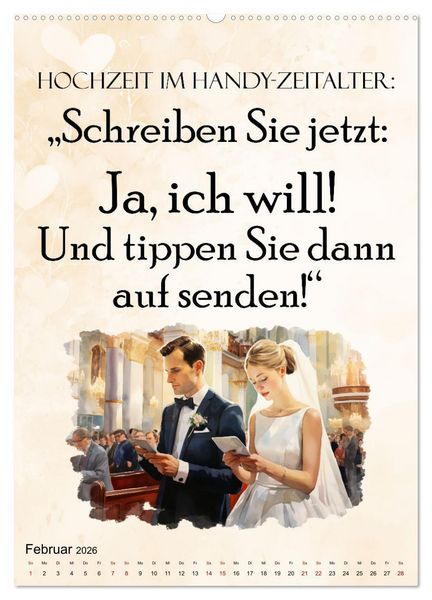 Produktbild: Hochzeitsspr&uuml;che (hochwertiger Premium Wandkalender 2026 DIN A2 hoch), Kunstdruck in Hochglanz