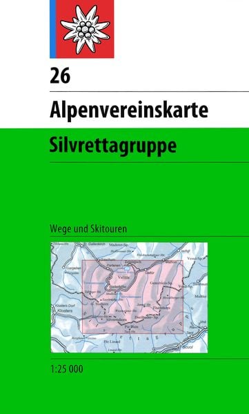 Produktbild: DAV Alpenvereinskarte 26 Silvrettagruppe 1 : 25 000 mit Wegmarkierungen und Skirouten