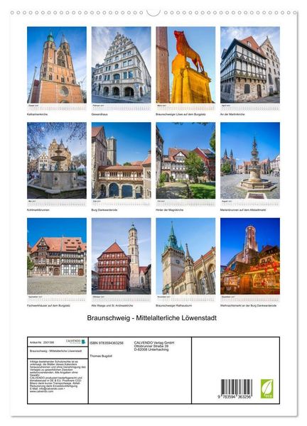 Produktbild: Braunschweig - Mittelalterliche L&ouml;wenstadt (hochwertiger Premium Wandkalender 2027 DIN A2 hoch), Kunstdruck in Hochglanz
