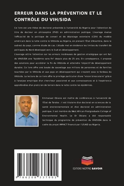 Produktbild: ERREUR DANS LA PR&Eacute;VENTION ET LE CONTR&Ocirc;LE DU VIH/SIDA