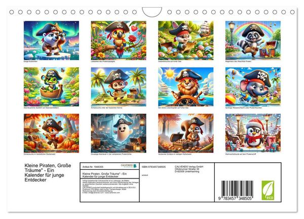 Produktbild: Kleine Piraten, Gro&szlig;e Tr&auml;ume" - Ein Kalender f&uuml;r junge Entdecker (Wandkalender 2026 DIN A4 quer), CALVENDO Monatskalender