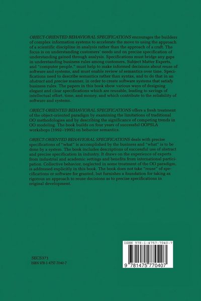 Produktbild: Object-Oriented Behavioral Specifications