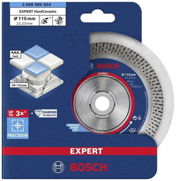 Produktbild: Bosch Accessories 2608900654 EXPERT HardCeramic Diamanttrennscheibe Durchmesser 115 mm Bohrungs-&Oslash; 22.23 mm Stein, Beton, Ziegel, Fliesen 1 St.