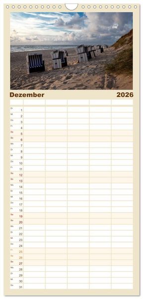 Produktbild: Familienplaner 2026 - Sylt - Strandspaziergang mit 5 Spalten (Wandkalender, 21 x 45 cm) CALVENDO