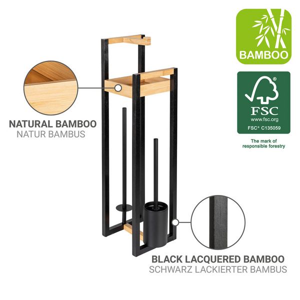 Produktbild: 4 in 1 Stand WC-Garnitur Mod. Braidi, aus zertifiziertem Bambus