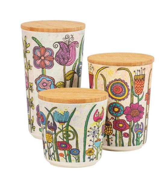 Produktbild: Vorratsdose Mod. Garden, 3er Set, aus Biokunststoff und Bambusdeckel