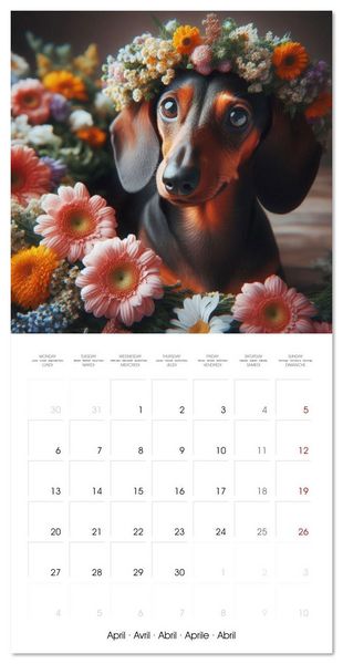 Produktbild: Dachshund Joy and Flower Beauty (Wall Calendar 2026 12 &times; 12 Inch) CALVENDO 12 Month Wall Calendar