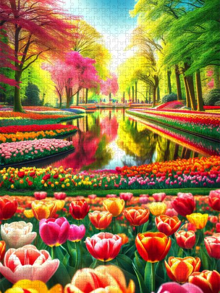 Produktbild: CALVENDO Puzzle Keukenhofs Blumenparadies in den Niederlanden | 1000 Teile Lege-Gr&ouml;&szlig;e 64x48cm Foto-Puzzle f&uuml;r gl&uuml;ckliche Stunden