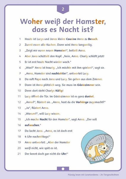 Produktbild: Fl&uuml;ssig lesen mit Lesetandems &ndash; 24 Tiergeschichten, Klasse 3/4