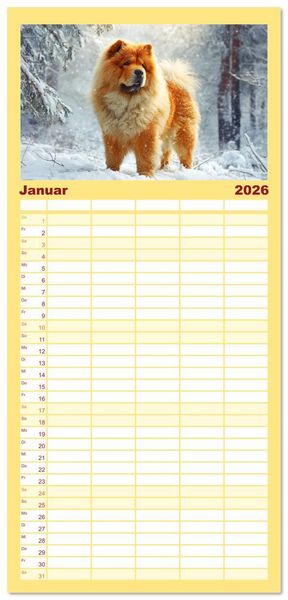 Produktbild: Familienplaner 2026 - Chow Chow Momente. Fellpoesie aus dem Reich der Mitte mit 5 Spalten (Wandkalender, 21 x 45 cm) CALVENDO