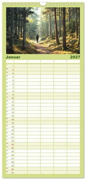 Produktbild: Familienplaner 2027 - Wandergl&uuml;ck - Momente der Freiheit in der Natur mit 5 Spalten (Wandkalender, 21 x 45 cm) CALVENDO